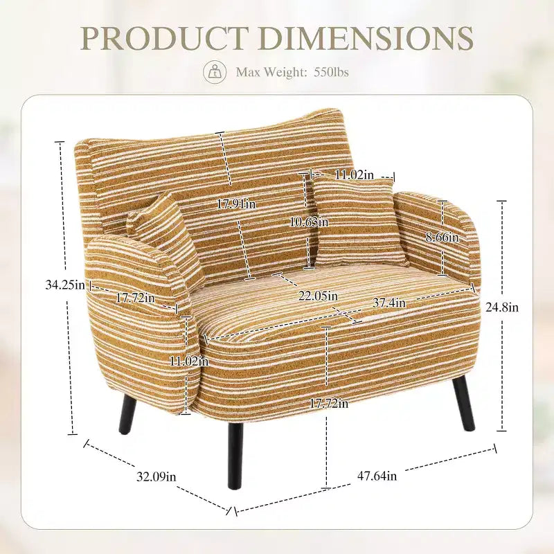 Zeus & Ruta Modern Deep-Seat Sofa with Ultra-Comfortable Armrests, Pillows & Storage Pockets
