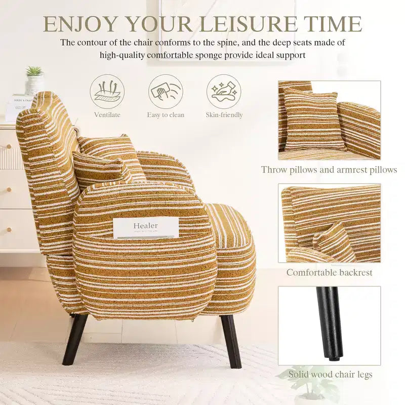Zeus & Ruta Modern Deep-Seat Sofa with Ultra-Comfortable Armrests, Pillows & Storage Pockets