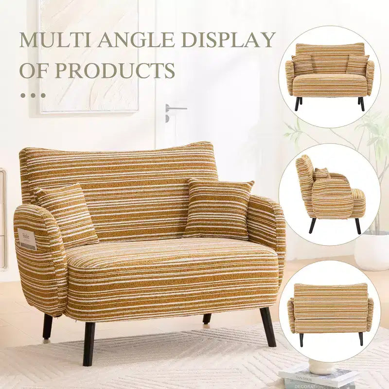 Zeus & Ruta Modern Deep-Seat Sofa with Ultra-Comfortable Armrests, Pillows & Storage Pockets