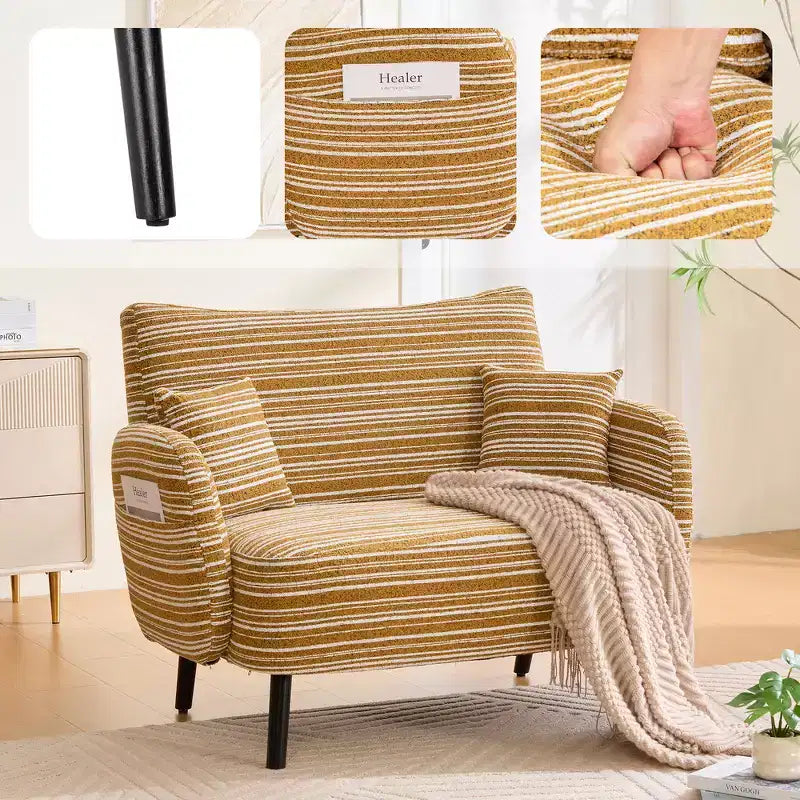 Zeus & Ruta Modern Deep-Seat Sofa with Ultra-Comfortable Armrests, Pillows & Storage Pockets