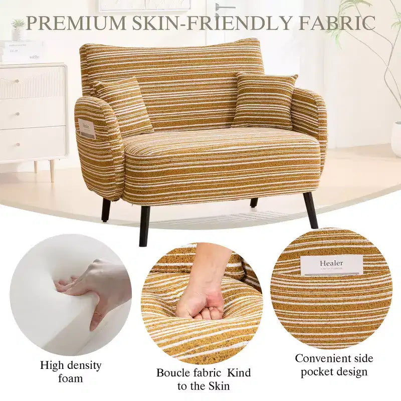 Zeus & Ruta Modern Deep-Seat Sofa with Ultra-Comfortable Armrests, Pillows & Storage Pockets