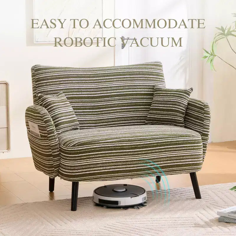Zeus & Ruta Modern Deep-Seat Sofa with Ultra-Comfortable Armrests, Pillows & Storage Pockets