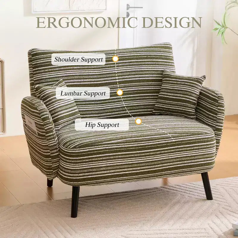 Zeus & Ruta Modern Deep-Seat Sofa with Ultra-Comfortable Armrests, Pillows & Storage Pockets