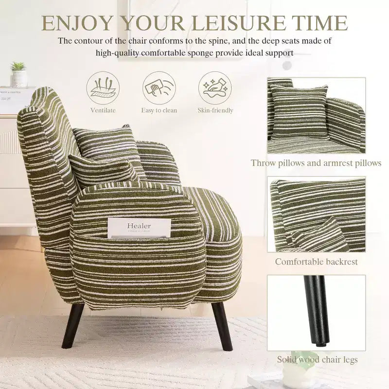 Zeus & Ruta Modern Deep-Seat Sofa with Ultra-Comfortable Armrests, Pillows & Storage Pockets