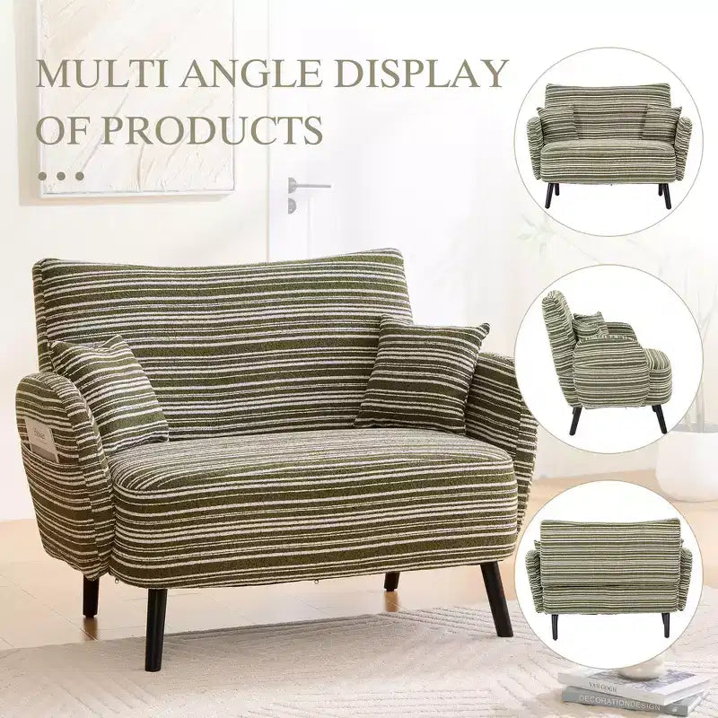 Zeus & Ruta Modern Deep-Seat Sofa with Ultra-Comfortable Armrests, Pillows & Storage Pockets