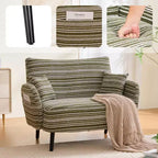 Zeus & Ruta Modern Deep-Seat Sofa with Ultra-Comfortable Armrests, Pillows & Storage Pockets