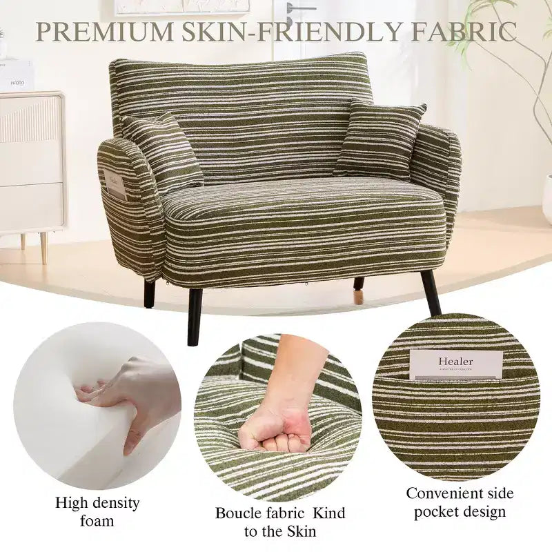 Zeus & Ruta Modern Deep-Seat Sofa with Ultra-Comfortable Armrests, Pillows & Storage Pockets