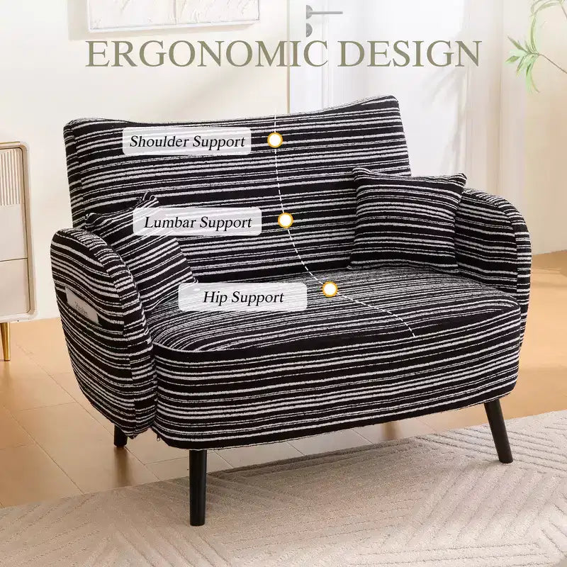 Zeus & Ruta Modern Deep-Seat Sofa with Ultra-Comfortable Armrests, Pillows & Storage Pockets