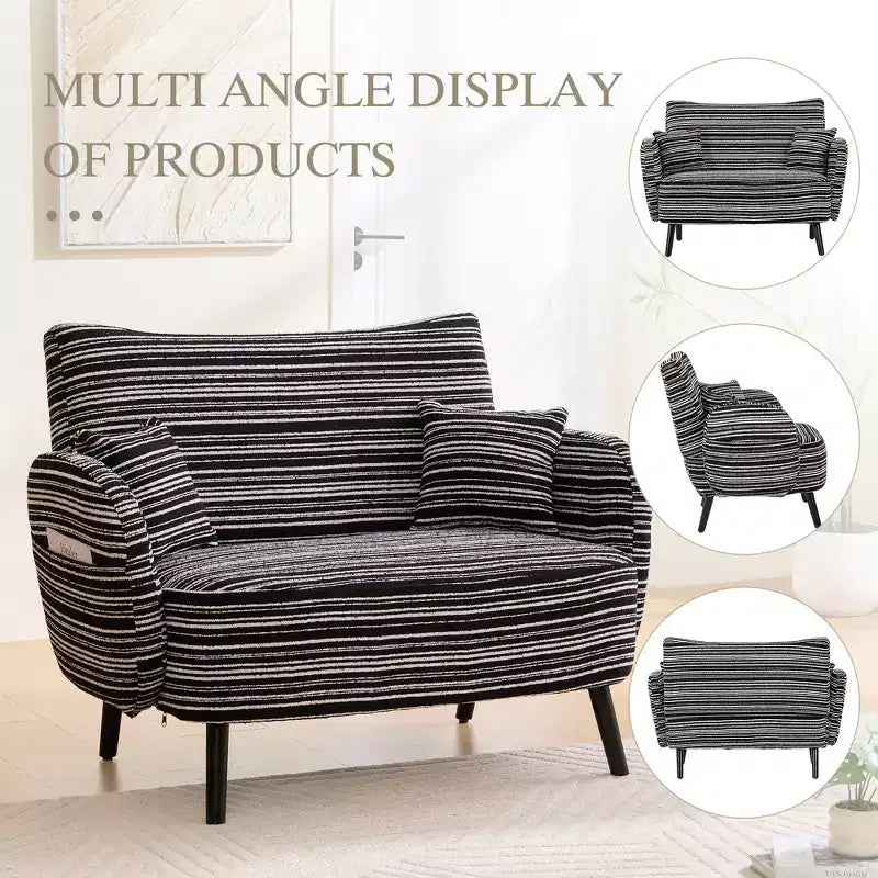 Zeus & Ruta Modern Deep-Seat Sofa with Ultra-Comfortable Armrests, Pillows & Storage Pockets