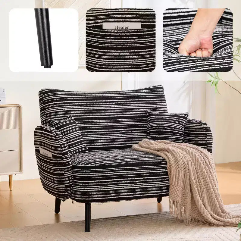 Zeus & Ruta Modern Deep-Seat Sofa with Ultra-Comfortable Armrests, Pillows & Storage Pockets