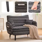 Zeus & Ruta Modern Deep-Seat Sofa with Ultra-Comfortable Armrests, Pillows & Storage Pockets