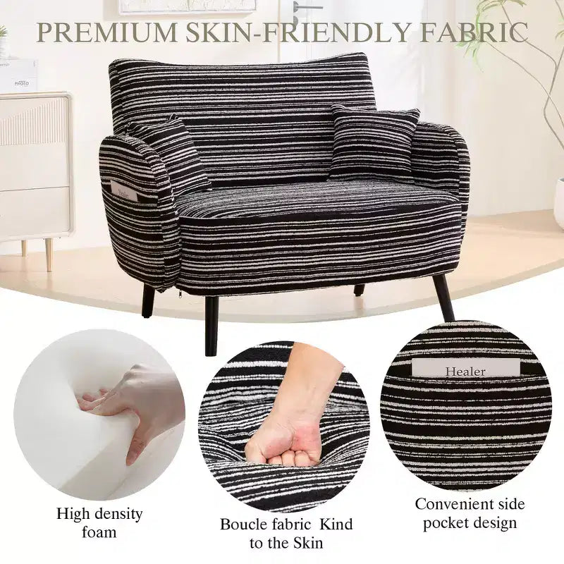 Zeus & Ruta Modern Deep-Seat Sofa with Ultra-Comfortable Armrests, Pillows & Storage Pockets