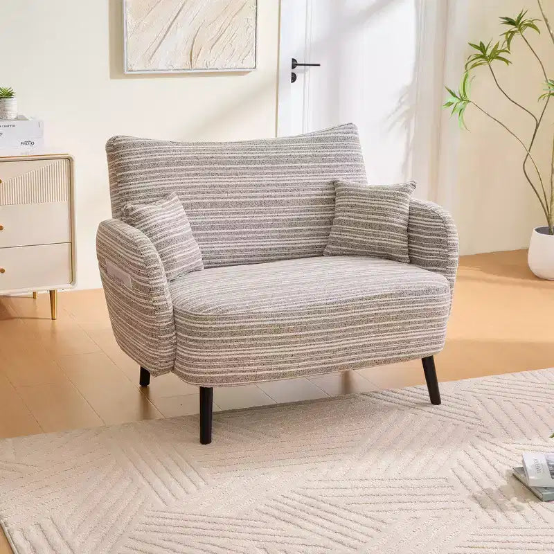 Zeus & Ruta Modern Deep-Seat Sofa with Ultra-Comfortable Armrests, Pillows & Storage Pockets