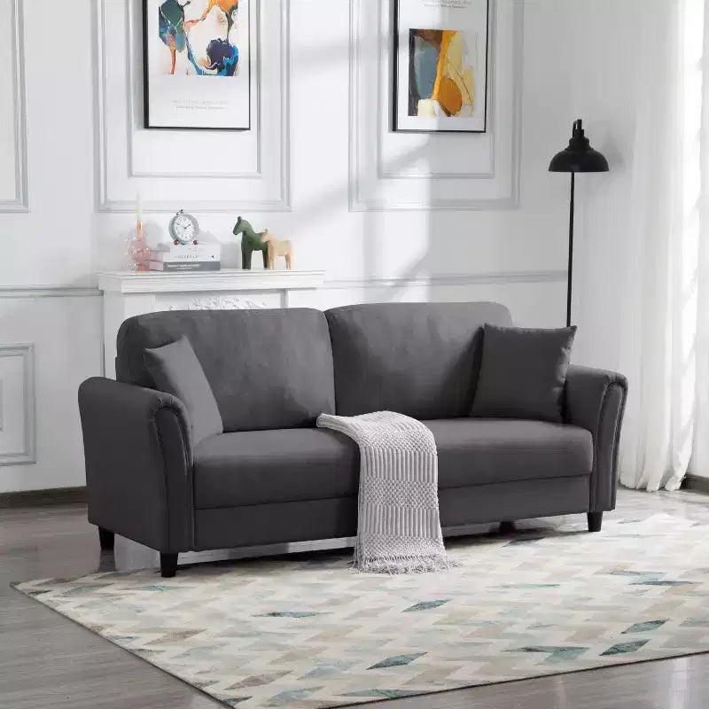 MAYEERTY 81.5 Modern 3-Seater Sofa - Minimalist Design, Linen Fabric, Removable Washable Covers & 2 Pillows