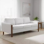 Homy Casa 83.86 Three-Seat Sofa with Curved Armrests & Integrated Wood Legs, Teddy Upholstery