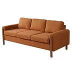 Homy Casa 83.86 Three-Seat Sofa with Curved Armrests & Integrated Wood Legs, Teddy Upholstery