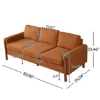 Homy Casa 83.86 Three-Seat Sofa with Curved Armrests & Integrated Wood Legs, Teddy Upholstery
