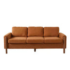 Homy Casa 83.86 Three-Seat Sofa with Curved Armrests & Integrated Wood Legs, Teddy Upholstery