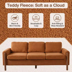 Homy Casa 83.86 Three-Seat Sofa with Curved Armrests & Integrated Wood Legs, Teddy Upholstery