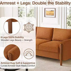 Homy Casa 83.86 Three-Seat Sofa with Curved Armrests & Integrated Wood Legs, Teddy Upholstery