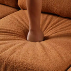 Homy Casa 83.86 Three-Seat Sofa with Curved Armrests & Integrated Wood Legs, Teddy Upholstery