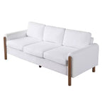 Homy Casa 83.86 Three-Seat Sofa with Curved Armrests & Integrated Wood Legs, Teddy Upholstery