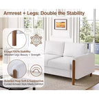 Homy Casa 83.86 Three-Seat Sofa with Curved Armrests & Integrated Wood Legs, Teddy Upholstery