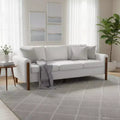 Homy Casa 83.86 Three-Seat Sofa with Curved Armrests & Integrated Wood Legs, Teddy Upholstery