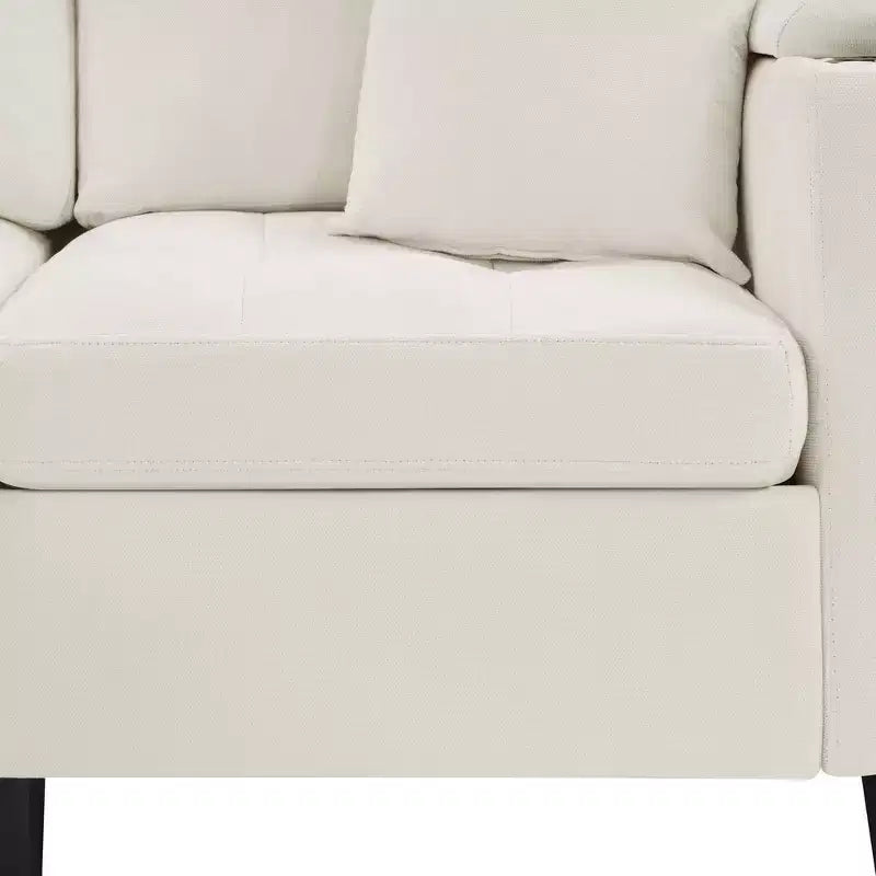 Whisen 115.7 Canapé d'angle moderne en U et grand canapé sectionnel avec porte-gobelets intégrés et espace de rangement