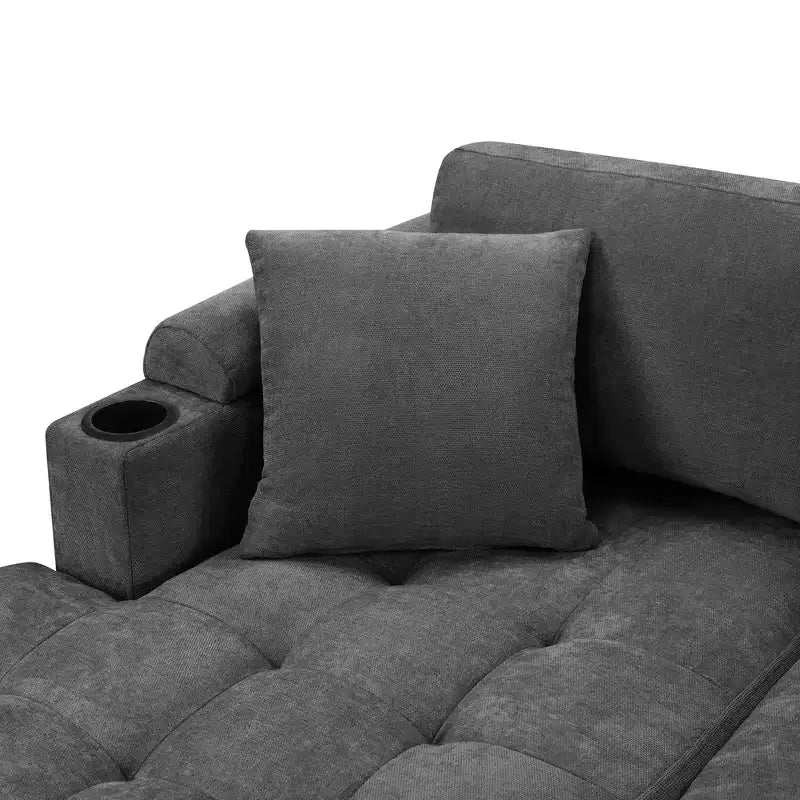 Whisen 115.7 Canapé d'angle moderne en U et grand canapé sectionnel avec porte-gobelets intégrés et espace de rangement