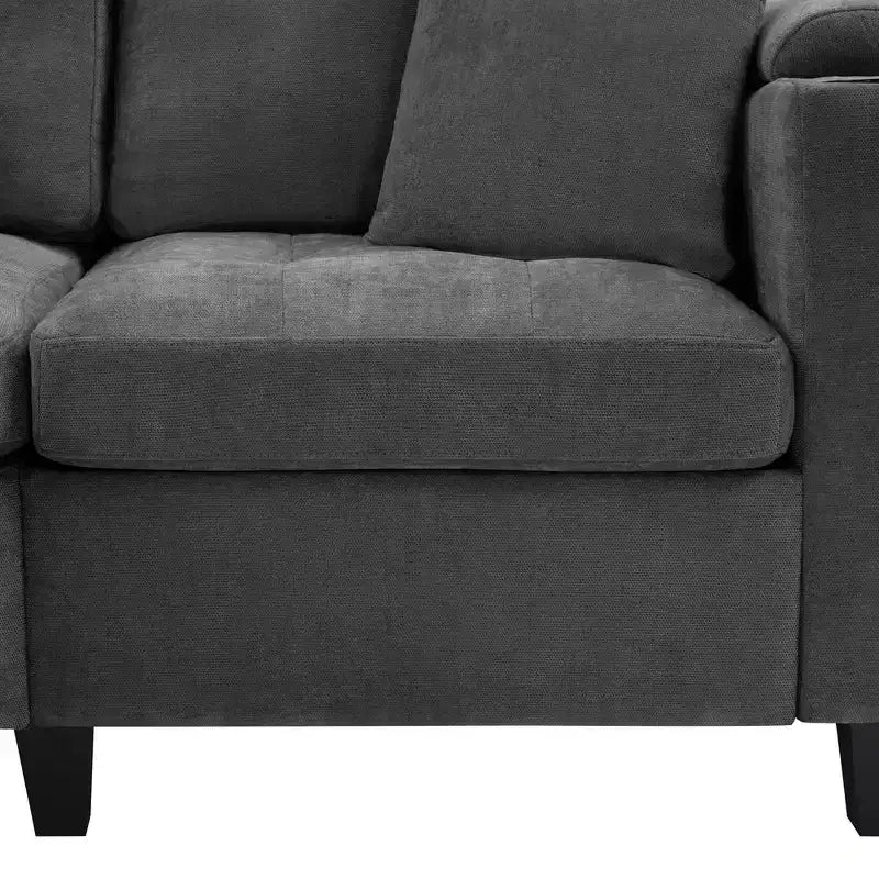 Whisen 115.7 Canapé d'angle moderne en U et grand canapé sectionnel avec porte-gobelets intégrés et espace de rangement