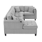 Whisen 115.7 Canapé d'angle moderne en U et grand canapé sectionnel avec porte-gobelets intégrés et espace de rangement