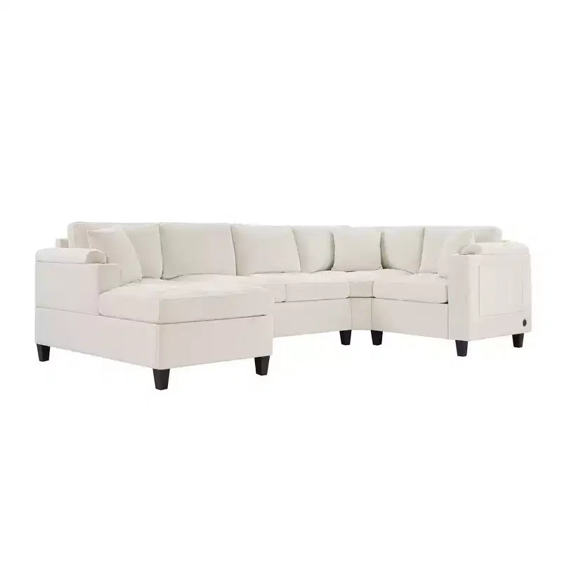 Whisen 115.7 Canapé d'angle moderne en U et grand canapé sectionnel avec porte-gobelets intégrés et espace de rangement