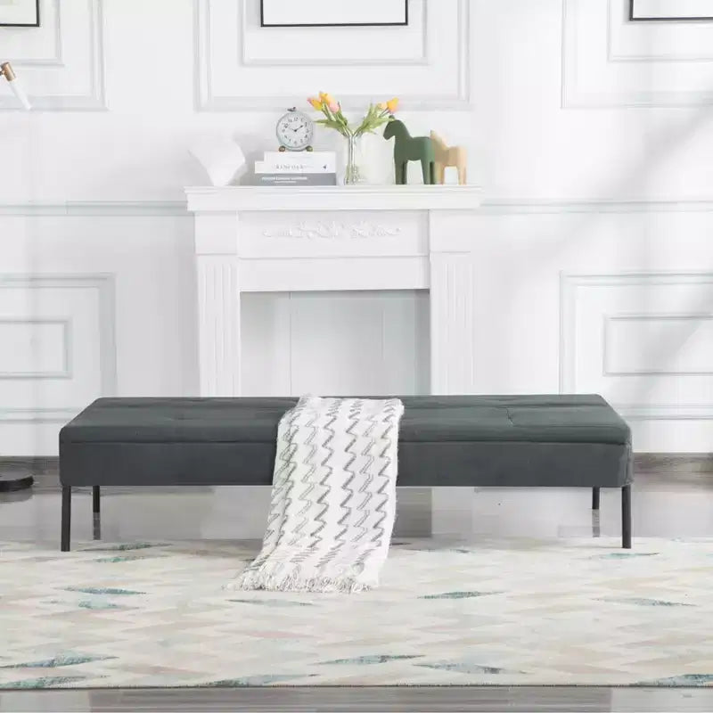 MAYEERTY 63.39 Futon Sofa Bed - 5-Position Adjustable Backrest, Full Iron Frame, Polyester Upholstery