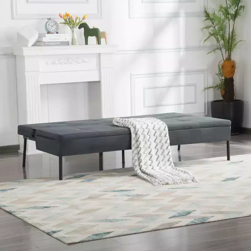 MAYEERTY 63.39 Futon Sofa Bed - 5-Position Adjustable Backrest, Full Iron Frame, Polyester Upholstery