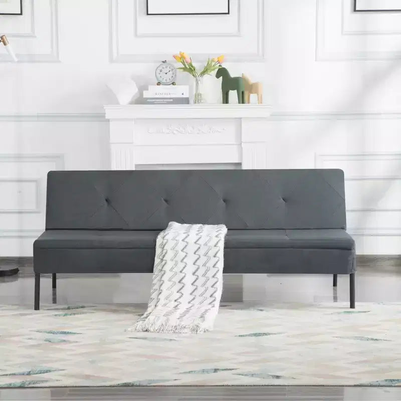 MAYEERTY 63.39 Futon Sofa Bed - 5-Position Adjustable Backrest, Full Iron Frame, Polyester Upholstery
