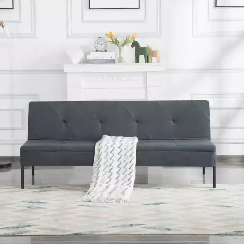 MAYEERTY 63.39 Futon Sofa Bed - 5-Position Adjustable Backrest, Full Iron Frame, Polyester Upholstery
