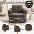 Whisen 36.6 Swivel Sofa Chair, Swivel Round Chair & Couch with Dual-layer Cushion Design