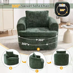 Whisen 36.6 Swivel Sofa Chair, Swivel Round Chair & Couch with Dual-layer Cushion Design