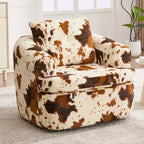 Whisen 36.6 Swivel Sofa Chair, Swivel Round Chair & Couch with Dual-layer Cushion Design