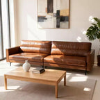 Luck Live Industrial 86.61 inch Luxury Brown Oil Wax Leather Couch  High-End Vintage Sofa with Sturdy Frame and Cozy Feel Brown