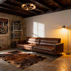 Luck Live Industrial 86.61 inch Luxury Brown Oil Wax Leather Couch  High-End Vintage Sofa with Sturdy Frame and Cozy Feel Brown