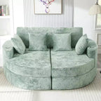 Whisen 80 Curved Chaise Lounge Sofa & Boneless Couch, Full-Compressed Sofa Bed with Two Cup Holders