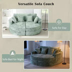 Whisen 80 Curved Chaise Lounge Sofa & Boneless Couch, Full-Compressed Sofa Bed with Two Cup Holders