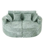 Whisen 80 Curved Chaise Lounge Sofa & Boneless Couch, Full-Compressed Sofa Bed with Two Cup Holders