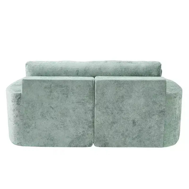 Whisen 80 Curved Chaise Lounge Sofa & Boneless Couch, Full-Compressed Sofa Bed with Two Cup Holders