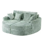 Whisen 80 Curved Chaise Lounge Sofa & Boneless Couch, Full-Compressed Sofa Bed with Two Cup Holders