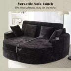 Whisen 80 Curved Chaise Lounge Sofa & Boneless Couch, Full-Compressed Sofa Bed with Two Cup Holders