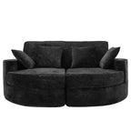 Whisen 80 Curved Chaise Lounge Sofa & Boneless Couch, Full-Compressed Sofa Bed with Two Cup Holders