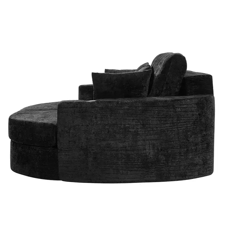 Whisen 80 Curved Chaise Lounge Sofa & Boneless Couch, Full-Compressed Sofa Bed with Two Cup Holders